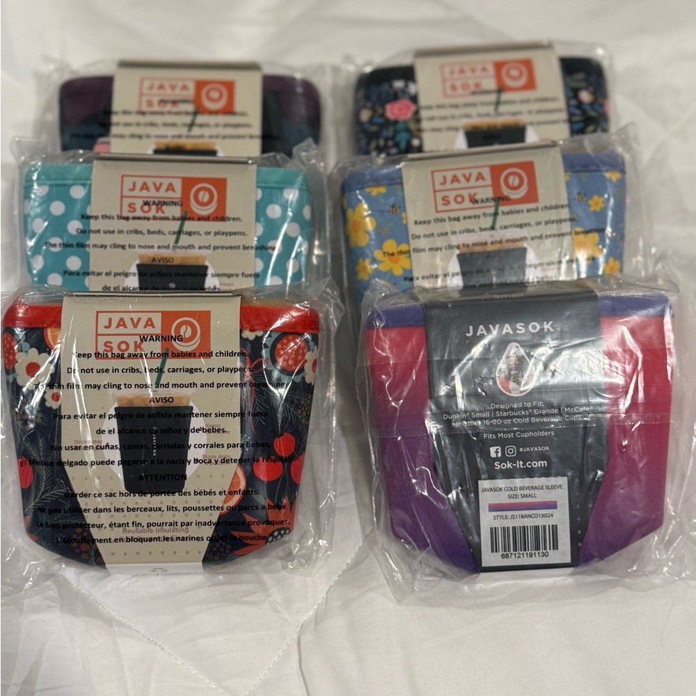 Set of 6 Java Sok neoprene drink sleeves
